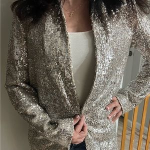 Gianni Bini Silver Sequin Blazer size 4